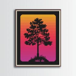 tree cross stitch pattern, pine cross stitch, digital pdf