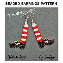 halloween witch legs big beaded earrings pattern wizard brick stitch seed bead beading design beadwork diy accessory