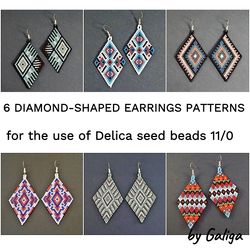 seed bead earrings patterns set brick stitch rhomb beadwoven jewelry beaded ornaments geometric designs beadwork delica