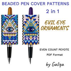 evil eye peyote pen cover patterns for beading talisman amulet design beaded pen wrap ornament do it yourself seed bead