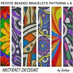 abstract design peyote bracelet patterns set of 6 beaded cuff bracelets beading seed bead schema beadwork jewelry