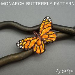 orange butterfly beaded pattern beading peyote seed bead accessory monarch butterfly beadwork brooch hairpin