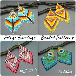 fringe earrings patterns bundle beaded diy jewelry beading pattern set brick stitch beadwork drop seed bead crafts