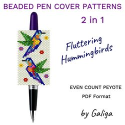 hummingbird bead pen wrap bluebird pen cover pattern beaded diy design natue inspired pen case beading pen sleeve