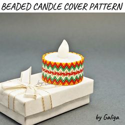 tea light holder peyote pattern colorful xmas beading christmas diy gifts led candle cover digital download schema