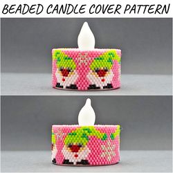 christmas gnomes tea light holder peyote pattern beaded candle wrap xmas holiday tealight candle cover seed bead decor