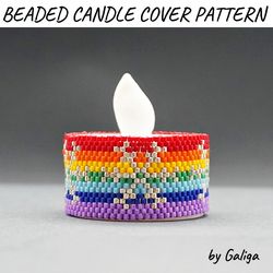 rainbow snowflakes tea light holder peyote pattern christams gift ideas diy xmas colorful led candle cover beaded