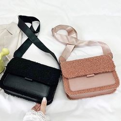 new wool shoulder bag plush messenger bags for women brand designer handbags and purses ladies crossbody bag