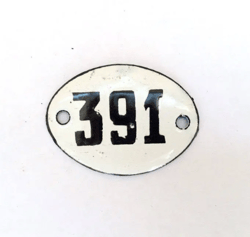 apartment door number sign 391 soviet enamel metal vintage address plate