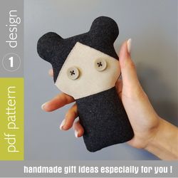 mini doll sewing pattern pdf digital tutorial in english, rag doll sewing diy