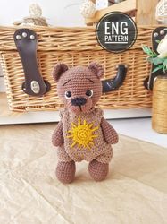 amigurumi bear crochet pattern. stuffed teddy bear toy pattern in knitting dress