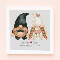 personalized gift, wedding gnomes, cross stitch pattern, gnome cross stitch, wedding cross stitch