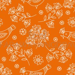 folk orange ethnic vector illustration seamless pattern