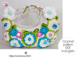 bright summer bag with crochet flowers  , crochet motif , crochet flower pattern , bag crochet , crochet pattern