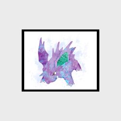 pokemon nidorina art print digital files decor nursery room watercolor