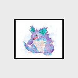 pokemon nidorina art print digital files decor nursery room watercolor