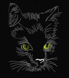 beautiful cat. embroidery design. cat silhouette. black cat. animal. the head of a cat. circuit. digital file