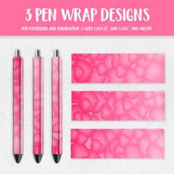 pink hearts background pen wrap sublimation png