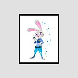 zootopia disney art print digital files nursery room watercolor