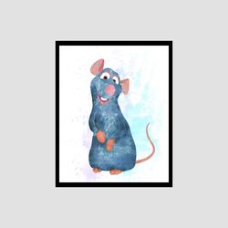 ratatouille disney art print digital files decor nursery room watercolor