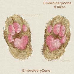 paw animal embroidery design, cat paws machine embroidery design, dog paws pattern, rabbit paw, bunny paws, 6 sizes