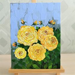 bright floral wall art impasto rose painting on canvas