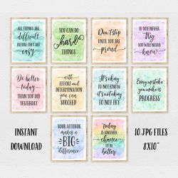 Growth Mindset Printable, Rainbow Classroom Posters, Positive Affirmations, Kids Inspirational Wall Art, Children Room