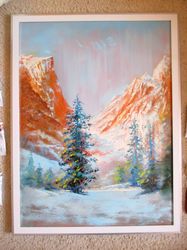 rocky mountains painting original oil painting on canvas, landscape painting original impressionist art by "walperion"