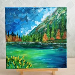 mountain landscape painting impasto textured canvas art