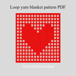 loop yarn finger knitted big heart blanket pattern pdf download