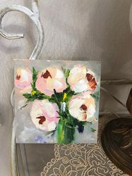 pionies floral art oil painting mini