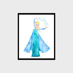 elsa frozen disney art print digital files nursery room watercolor