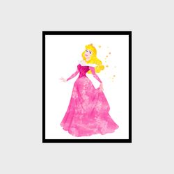 princess aurora disney art print digital files nursery room watercolor