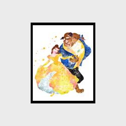 beauty and the beast disney art print digital files decor nursery room watercolor