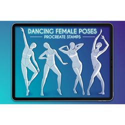 20 procreate female dancing body poses, procreate stamps, procreate brushes