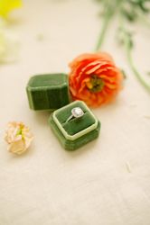 personalised green velvet ring box, engagement double single ring box, ring holder for wedding ceremony
