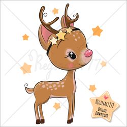 cute cartoon deer png, clipart, children, sublimation design, kids print