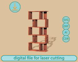 dollhouse bookshelf, shelf unit - digital laser cut files, svg, 1/6 scale furniture. bookshelf for doll