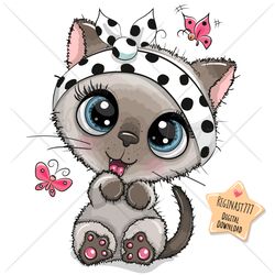 cute cartoon kitty png, clipart, sublimation design, children illustration, digital clip art