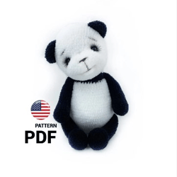 crochet panda  pattern, stuffed animal toy pattern