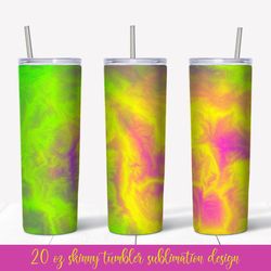 bright yellow marble tumbler sublimation wrap. 20oz skinny tumbler design