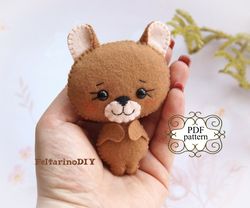 felt bear pattern, felt animal pattern, felt forest animals patterns, felt toy patterns, felt pattern pdf