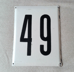 address street house number plaque 49 vintage wall sign white black