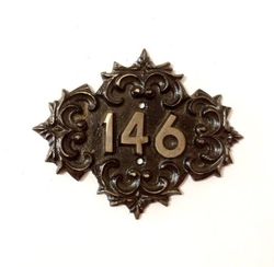 address cast iron number plaque 146 vintage old fashioned apt sign