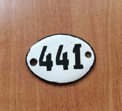 enamel metal apt number sign 441 small address vintage door plaque