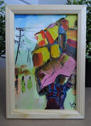 ethiopian painting original art addis ababa minimalist wall art african landscape realistic oil painting miniature art