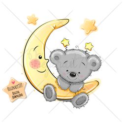 cute cartoon teddy bear png, clipart, sublimation design, children illustration, digital clip art