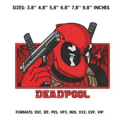 deadpool embroidery design file/ marvel anime embroidery design/ machine embroidery/ design pes dst