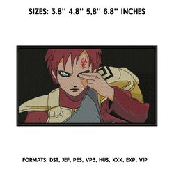 gaara embroidery design file/ naruto anime embroidery design/ shinobi, kazekage machine embroidery/ design pes dst