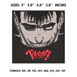 berserk guts embroidery design file/ berserk anime embroidery design/ guts machine embroidery pattern/ design pes dst